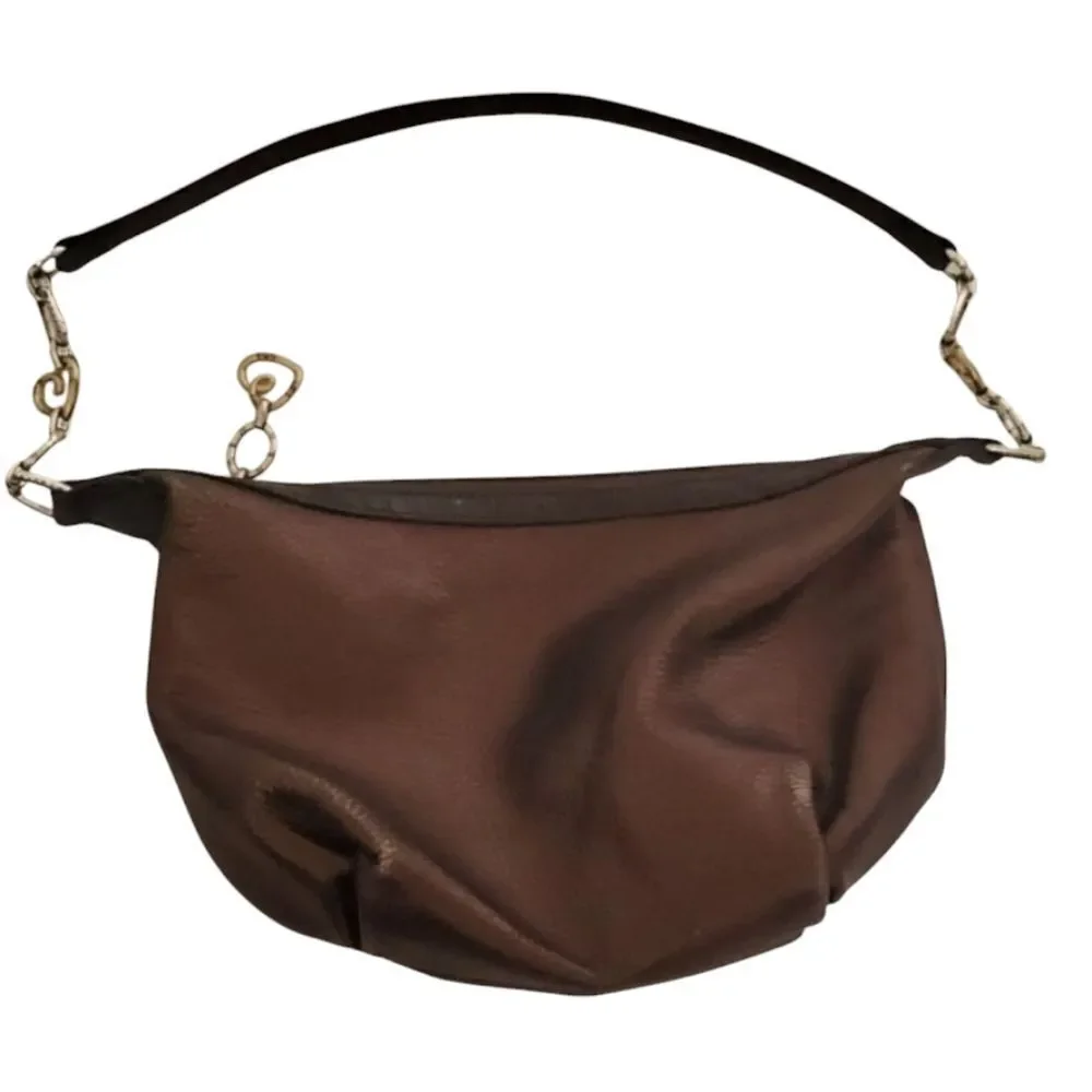 BRIGHTON Metallic Bronze Leather Small Hobo Bag‎